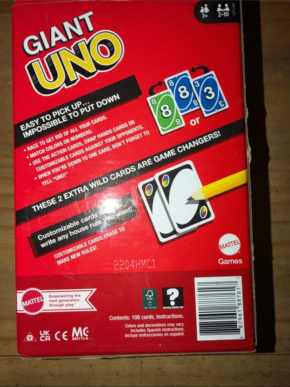Mattel giant uno